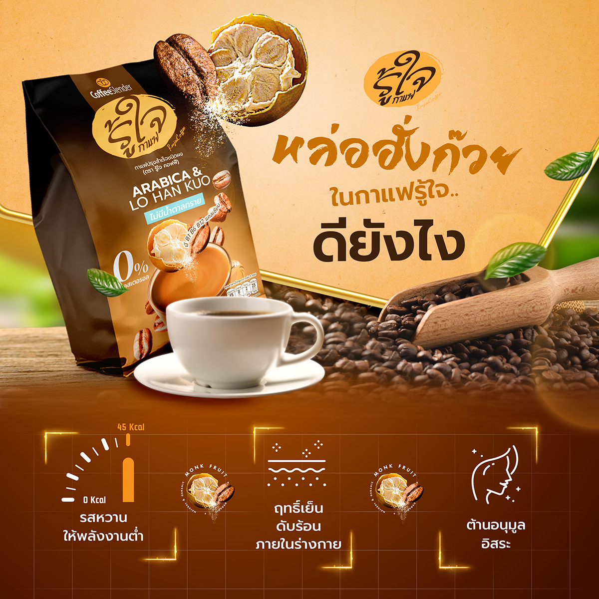(ซื้อ3 ราคาพิเศษ) กาแฟรู้ใจ Roojai Coffee กาแฟอราบิก้า