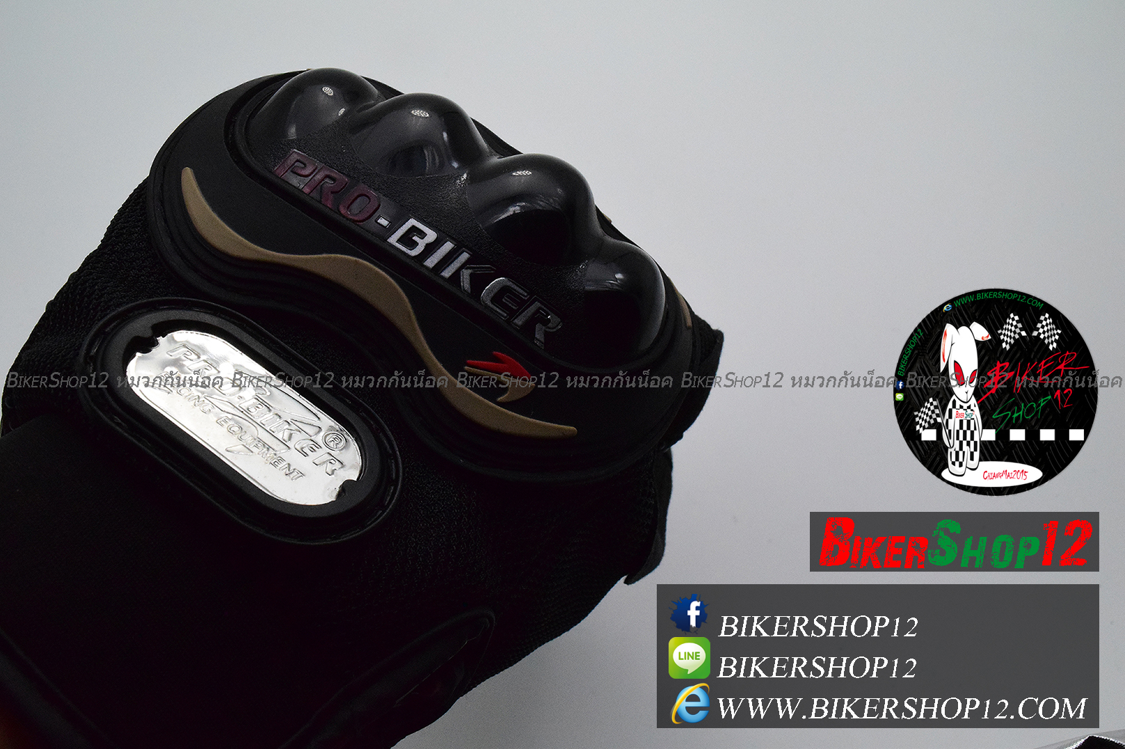 ถุงมือpro-biker (ครึ่งนิ้ว) สีดำ (ราคาพิเศษ)