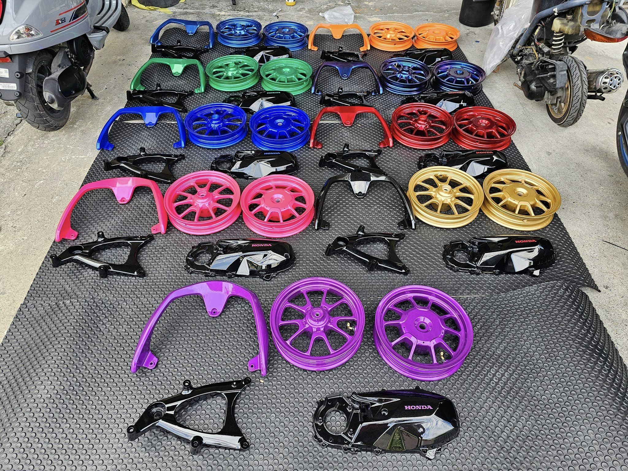 ล้อ-จับหลัง-แคร้-สวิงอาร์ม ทำสี พร้อมสับ Honda Giorno+