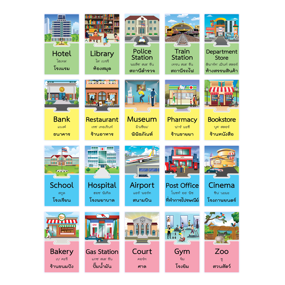 เกมต่อภาพจับคู่ บัตรคำ ชุด Places - สถานที่ ET-549