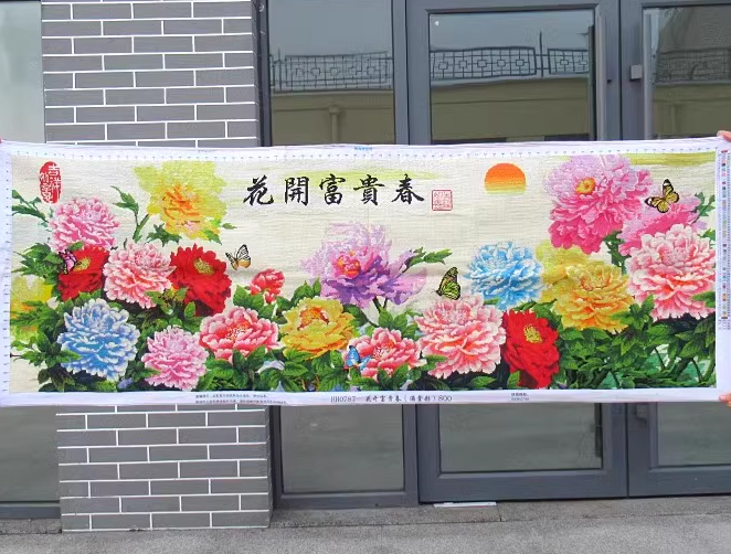 botan-1148 *สินค้าหมด* ชุดปักครอสติช ลายสวนโบตั๋น (ปักเต็มผืนผ้า ผ้า11CTพิมพ์ลาย ปัก 3 เส้นเล็ก) ขนาด 151*61 ซม.ผ้าครอสติช 11CTพิมพ์ลายปักบนผ้า ไหมคอตตอน 62 สี ผังลาย เข็ม