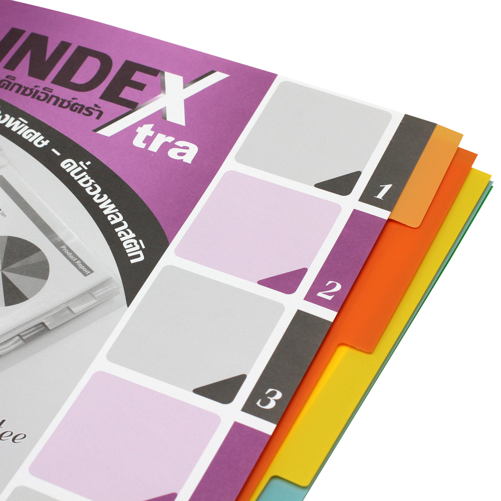 อินเด็กซ์พลาสติกคั่นเอกสาร A4 5หยักก้าน ชุดคละสี Index Extra DX-710 สีทึบ