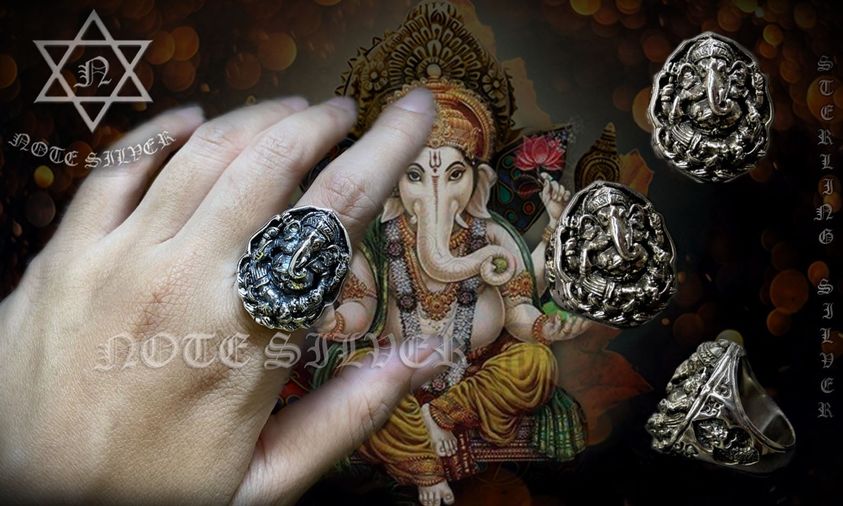 แหวนเงินแท้ พระพิฆเนศ Sterling Silver 925 NSRG2223