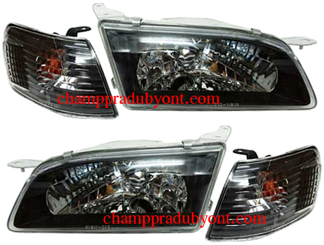 ไฟหน้าเพชร TOYOTA AE112 98-01 ดำ พร้อมมุมดำ