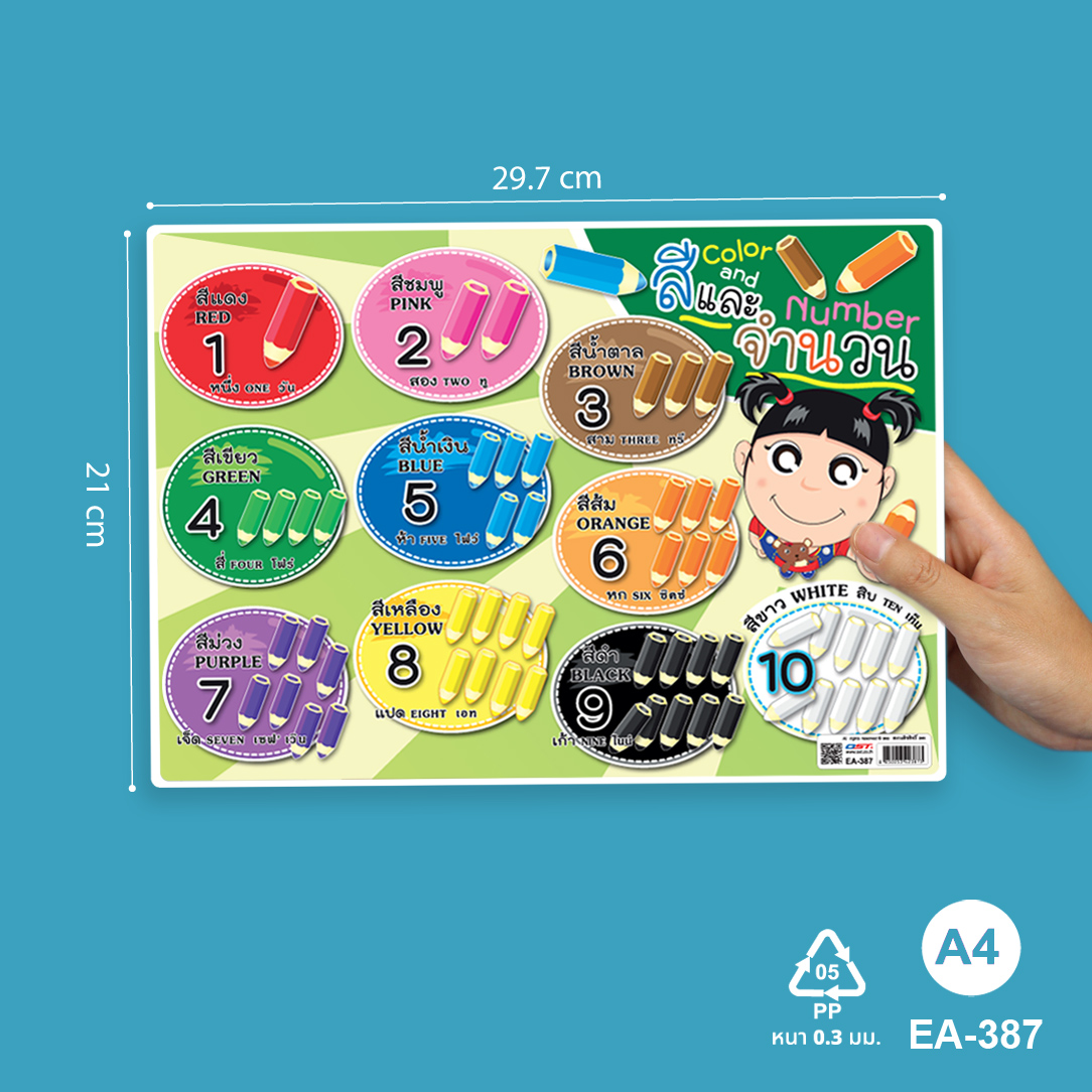 โปสเตอร์ความรู้ ชุดสีColours ขนาดA4 สีและจำนวน EA-387