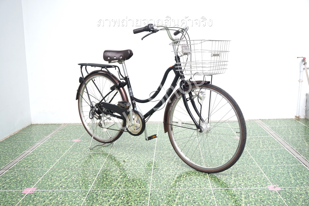 จักรยานแม่บ้านญี่ปุ่น - ล้อ 27 นิ้ว - เกียร์ 6 สปีด - ไฟหน้าอัตโนมัติ - Marukin - สีดำ [จักรยานมือสอง]