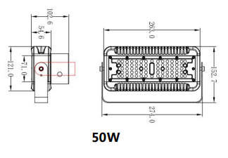 โคมไฟ LED Flood light 50W Model. GT01E-50W-W