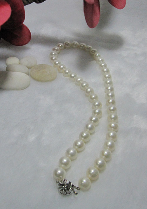 ชุดไข่มุกแท้ สร้อยคอ และ สร้อยข้อมือ 9-10มิล สีขาว