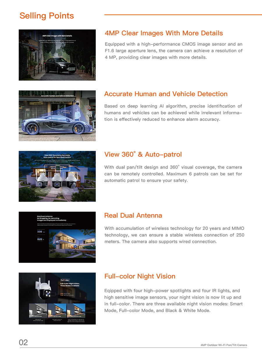 TENDA CH7-WCA 4MP Outdoor Wi-Fi Pan/Tilt Camera, Full Color, IP65 BY BILLIONAIRE SECURETECH CH7-WCA