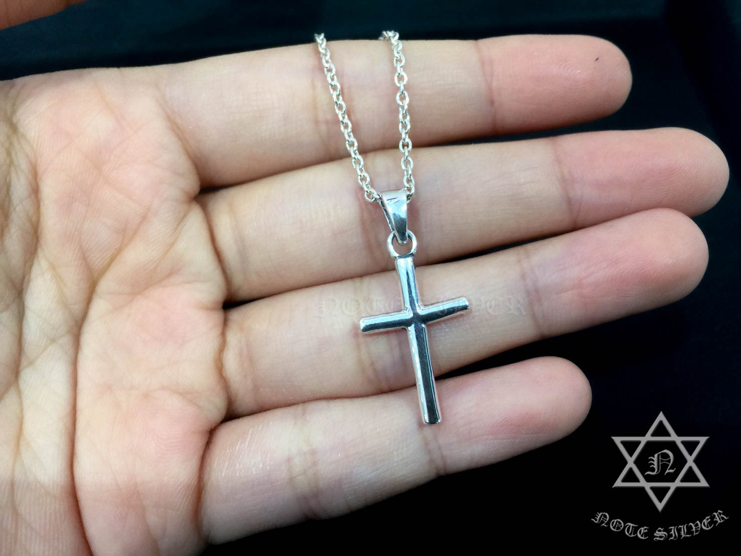 จี้เงินแท้ กางเขน ขนาด 19x22 mm CROSS PENDANT 925 STERLING SILVER NSPD2261