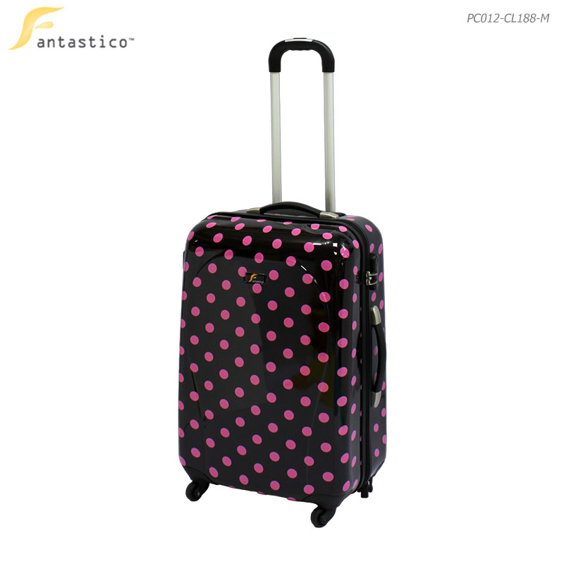 Fantastico 24in Black-Purple Dots Polycarbonate Suitcase No.PC012-CL188-M