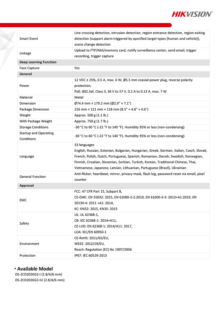 HIKVISION DS-2CD2026G2-I กล้องวงจรปิดระบบ IP 2MP AcuSense Fixed Mini Bullet Network Camera BY BILLIONAIRE SECURETECH DS-2CD2026G2-I
