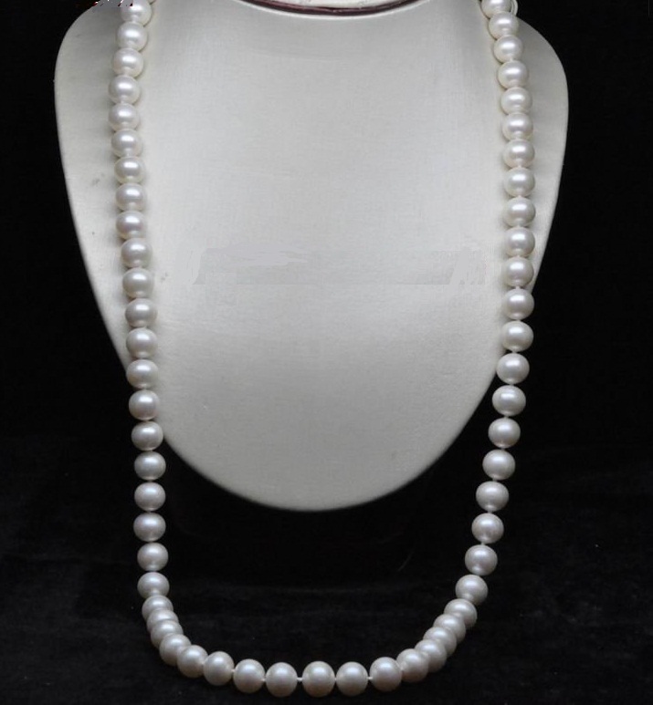 สร้อยคอไข่มุกแท้ 8.0-8.5 มิล กลม สีขาว ยาว 34 นิ้ว AAA