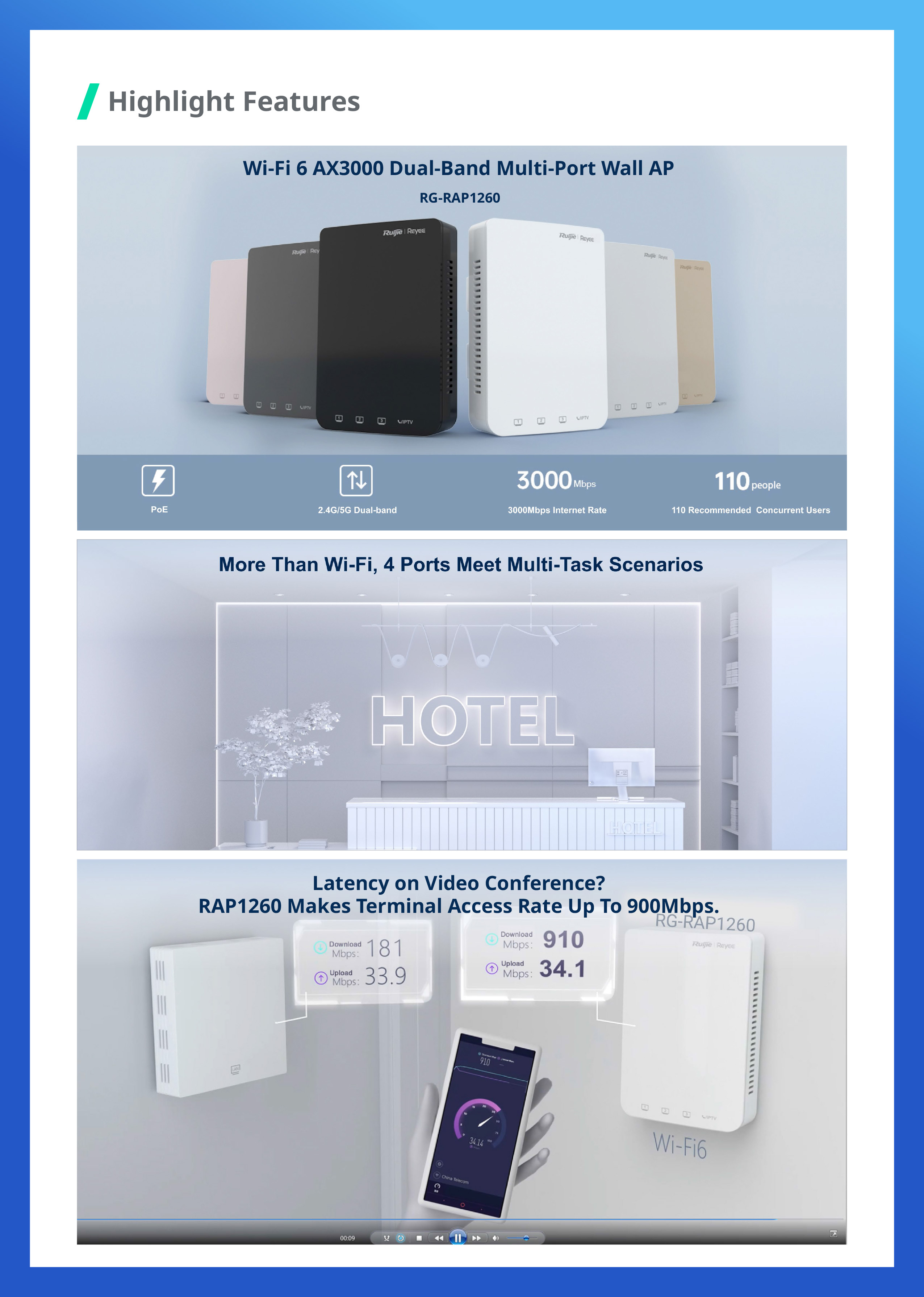 RUIJIE RG-RAP1260 : Wi-Fi 6 AX3000 Dual-Band Wall Plate Access Point BY BILLIONAIRE SECURETECH RG-RAP1260