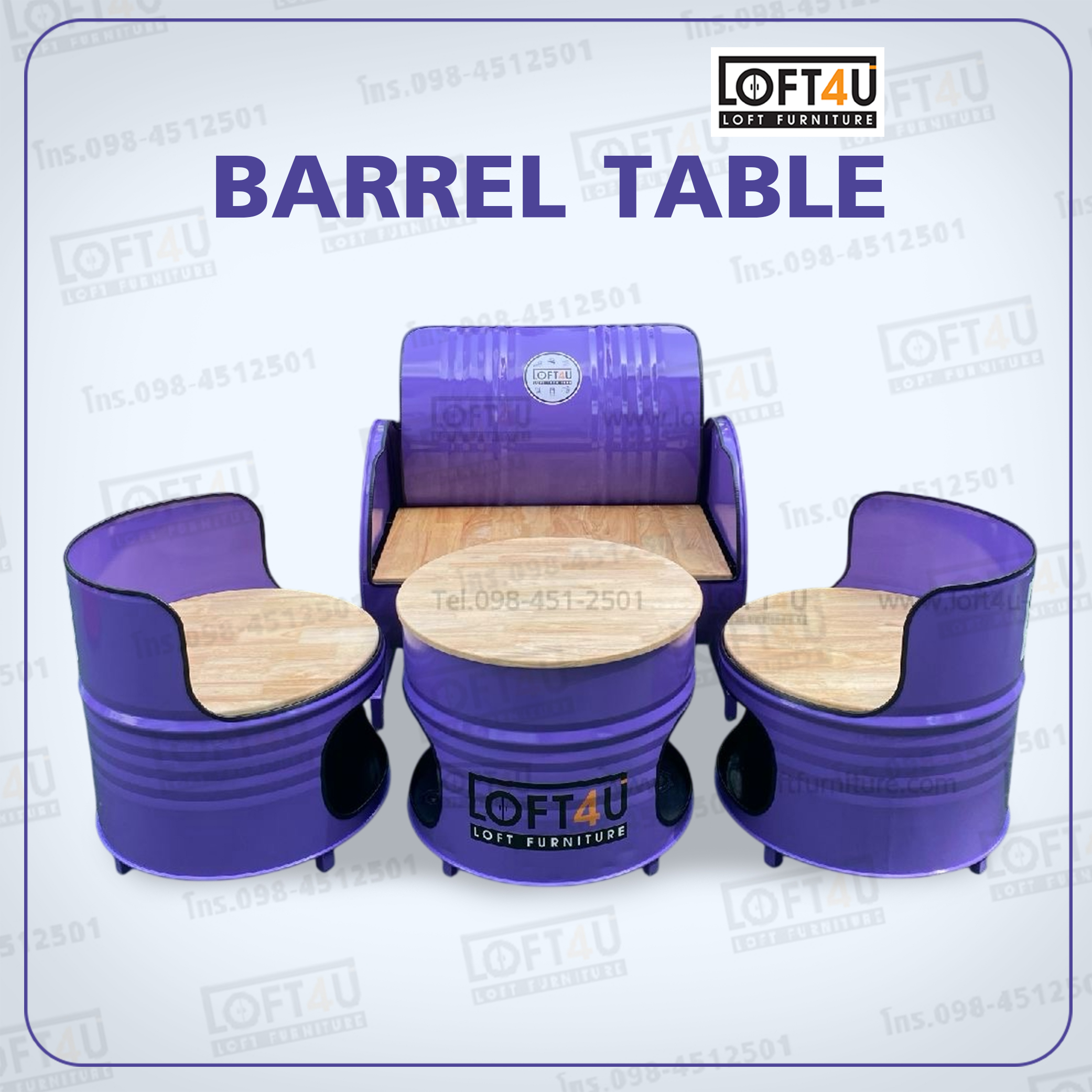 ชุดโต๊ะนั่งชิวกลางแจ้ง Living Table Set : wooden cushion / 3-4 seats