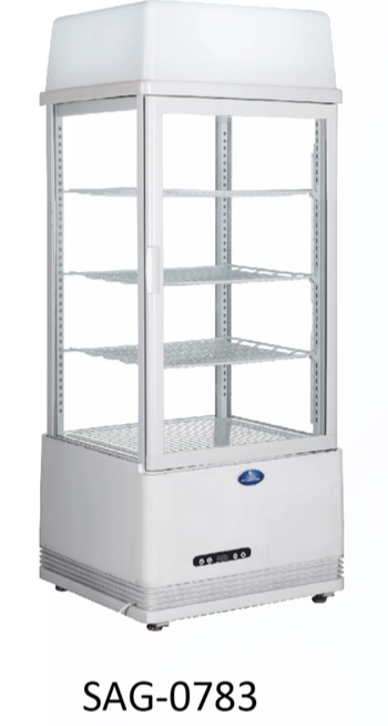 ตู้โชว์เครื่องดื่ม กระจก 4 ด้าน แบบ 4 ชั้น Sanden intercool ขนาด 78ลิตร