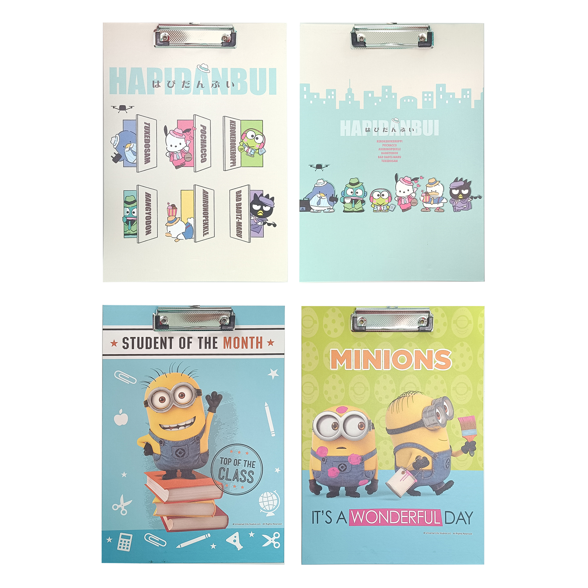 Clipboard Sanrio Hapidanbui Minion กระดานคลิปบอร์ด ลายการ์ตูนซานริโอ มินเนี่ยน