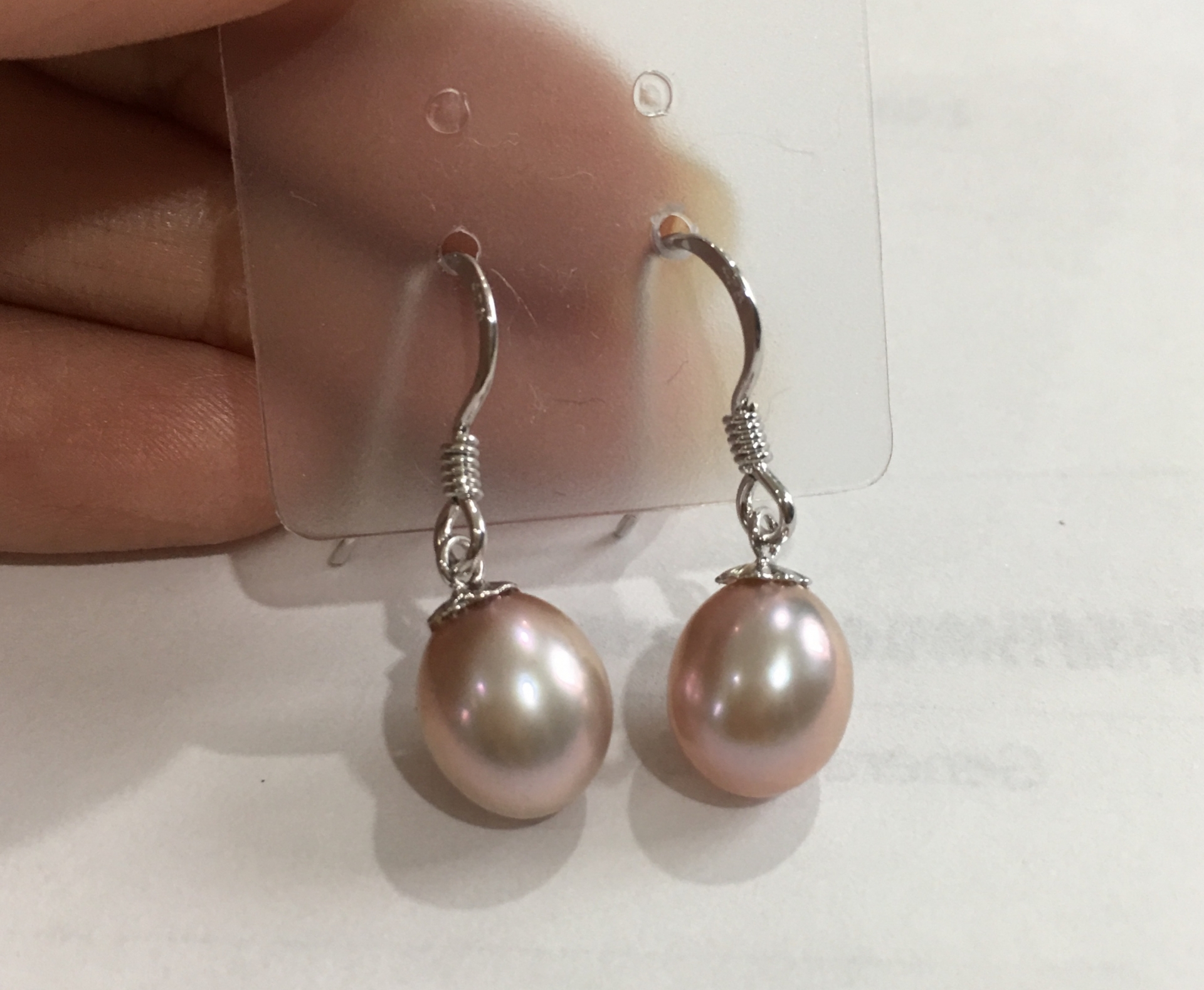 ต่างหูไข่มุกแท้ ก้านเงิน ทรงไข่ 8-8.5 มิล