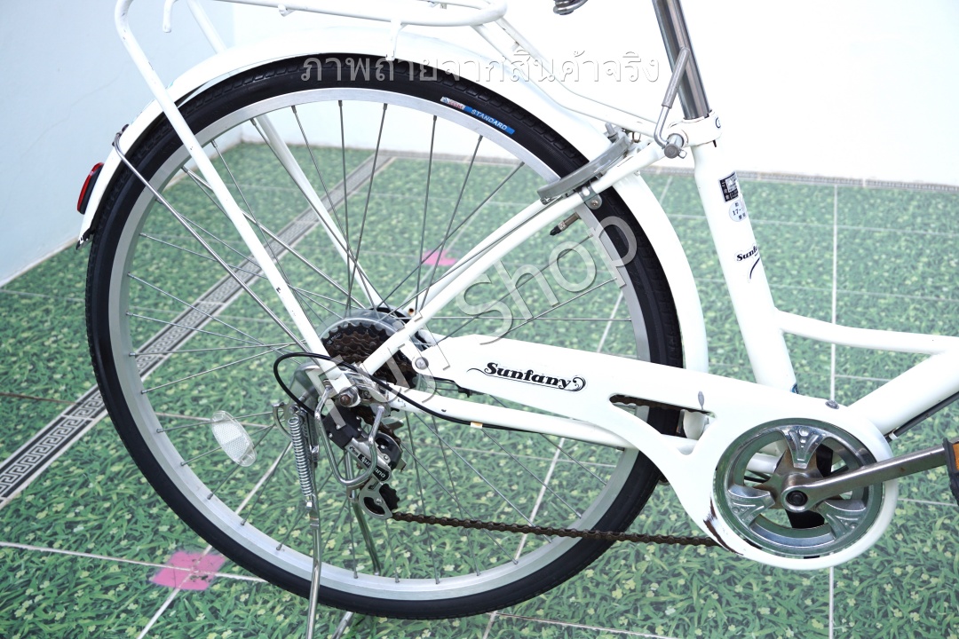 จักรยานแม่บ้านญี่ปุ่น - ล้อ 26 นิ้ว - เกียร์ 6 สปีด - ไฟหน้าอัตโนมัติ - สีขาว [จักรยานมือสอง]