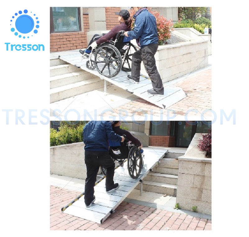 ทางลาดรถเข็นอลูมิเนียมยาวพิเศษ294ซม (294x75x5.5cm) พับครึ่งด้านยาว หนัก 26 kg **มีของพร้อมส่ง - Aluminium Ramp 294x75x5.5cm 26kg