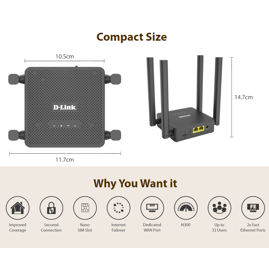 D-LINK DWR-M905 : Wireless N300 4G Router BY BILLIONAIRE SECURETECH DWR-M905