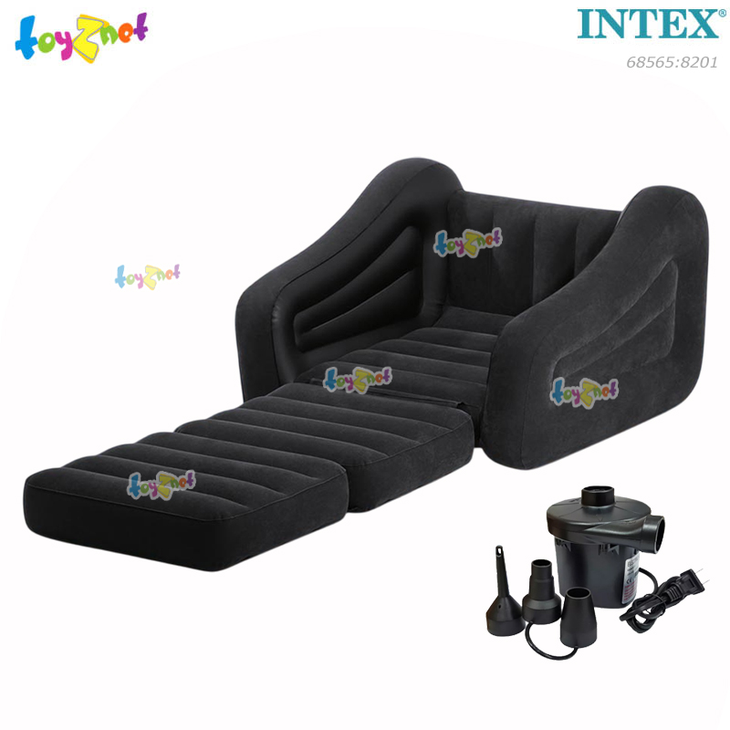 Intex Pull-Out Chair 1.09x2.18x0.66 m Black [No water bottle holder] no.68565 + Elec. Air Pump