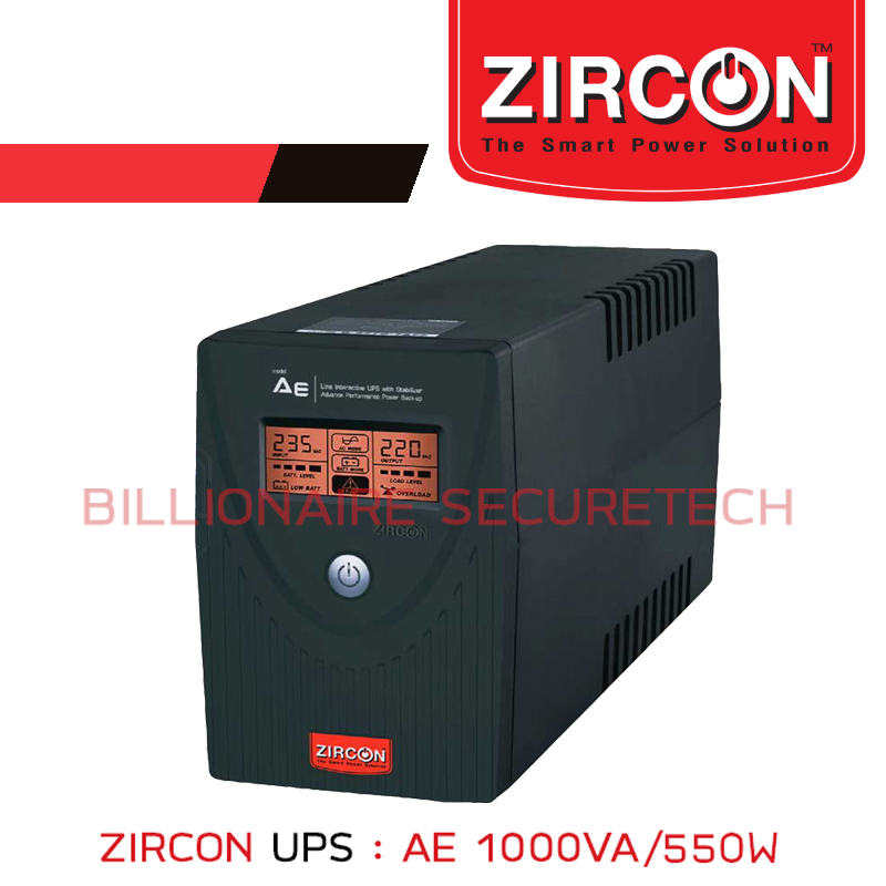 ZIRCON AE 1000VA/550W UPS เครื่องสำรองไฟ BY BILLIONAIRE SECURETECH ZIRCON AE 1000VA/550W