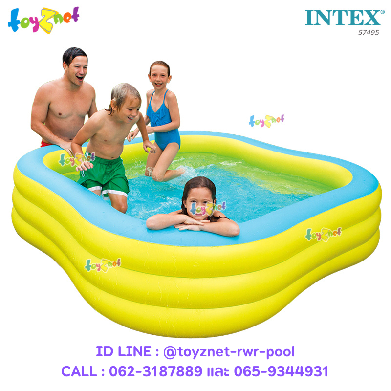 Intex ส่งฟรี สระสี่เหลี่ยมบีชเวฟ 2.29x2.29x0.56 ม. รุ่น 57495