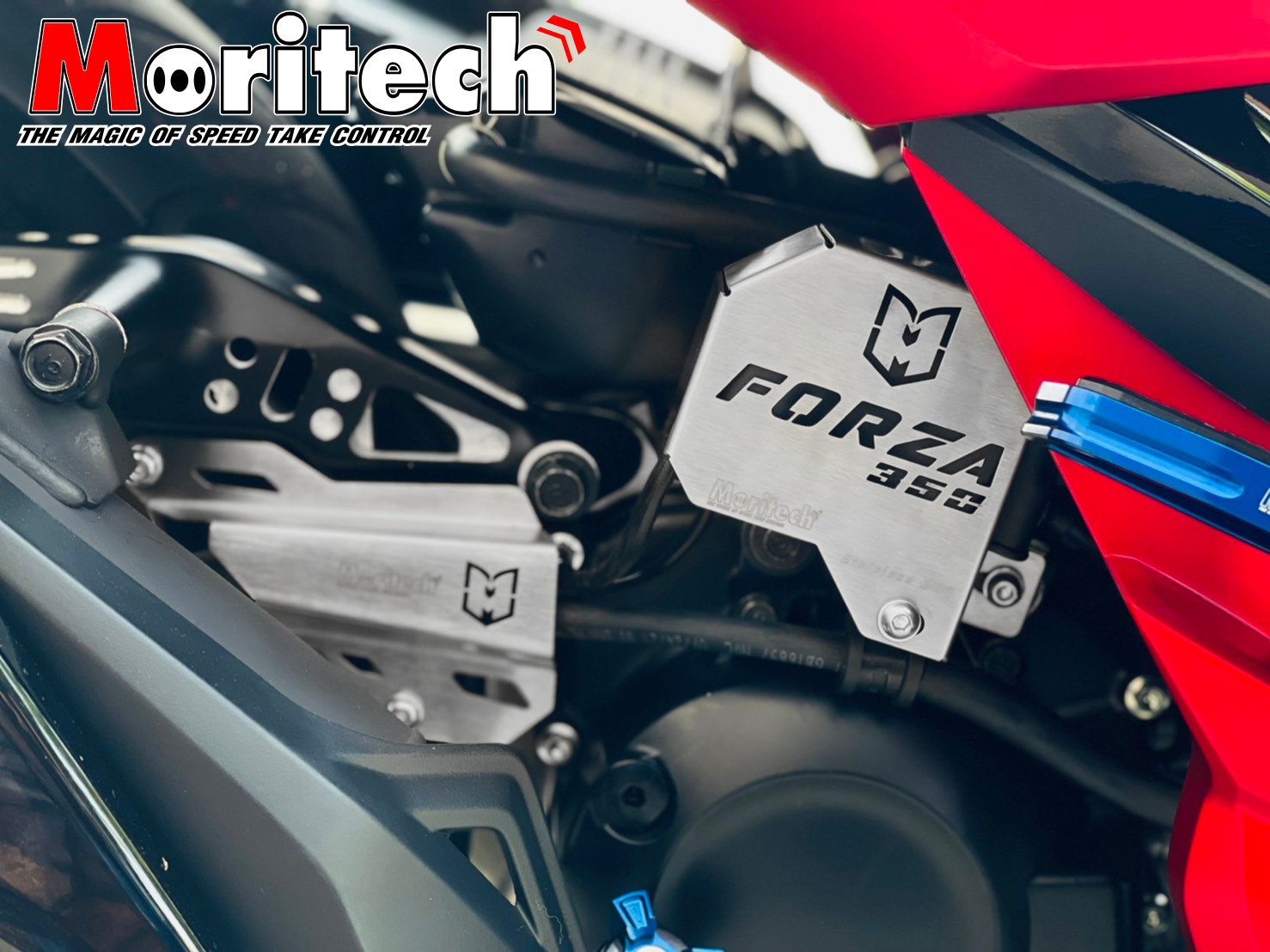 การ์ดครอบคอยไฟ+ครอบสายดิส (สแตนเลส) MORITECH FORZA 350 ชุดละ850
