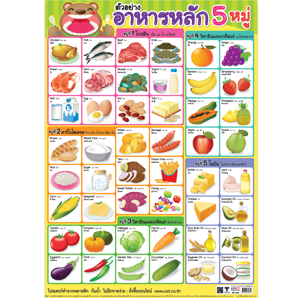 Sample Foods of The Five Essential Nutrients Educational Posters EP-538