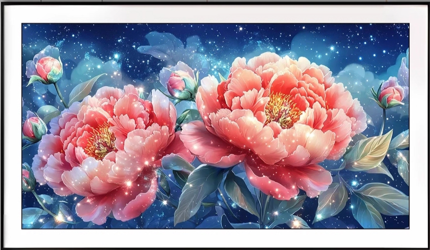 botan-1103 *สินค้าหมด* ชุดปักครอสติช ลายช่อโบตั๋น (ปักเต็มผืนผ้า ไม่มีเดินเส้น ผ้า9CTพิมพ์ลาย ปัก 4 เส้นเล็ก) ขนาด 103*55 ซม.ผ้าครอสติช 9CTพิมพ์ลายปักบนผ้า ไหมคอตตอน 62 สี ผังลาย เข็ม