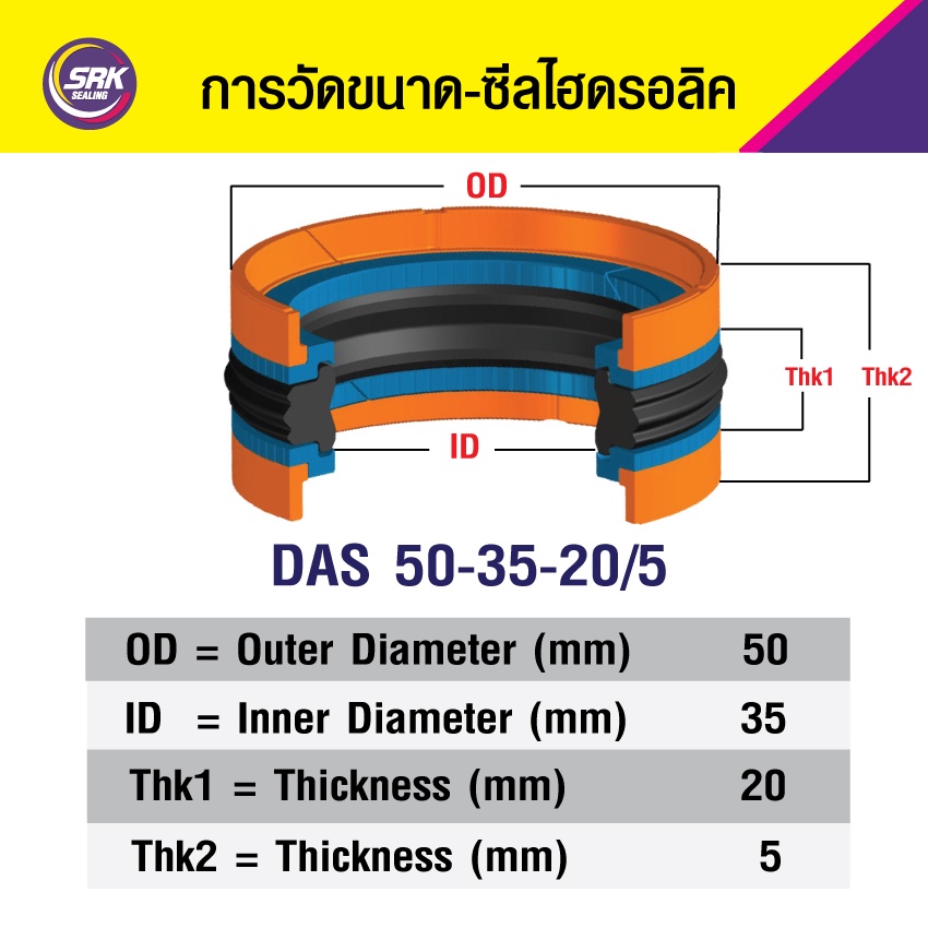 DAS 50-35-20/5 ซีลลูกสูบ ,ซีลลูกสูบ5ชิ้น ,COMPACT PISTON SEAL,คอมแพคซีล,ซีลดาส