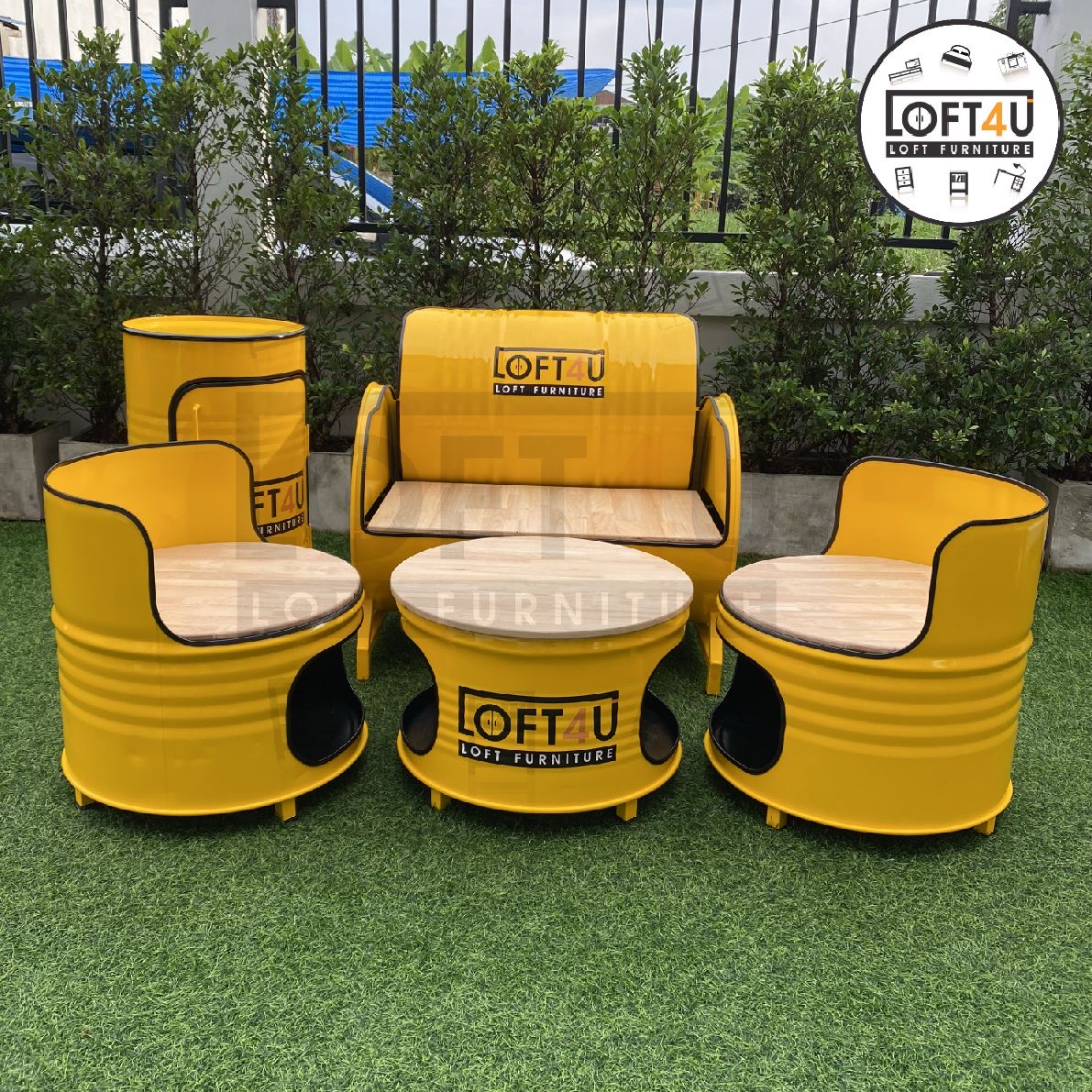 ชุดโซฟานั่งชิว : Living Table Set+ : wooden cushion / 3-4 seats