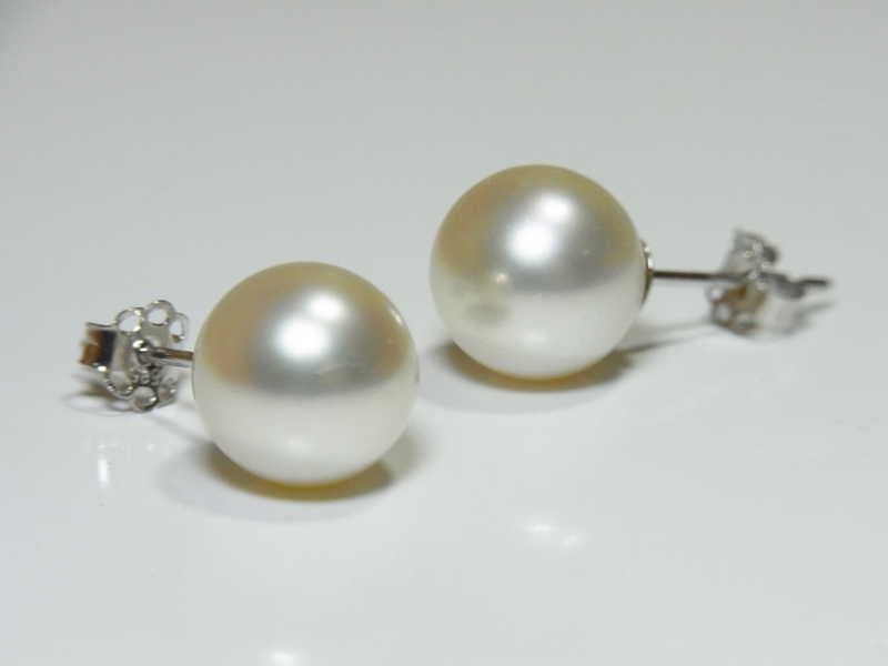 ต่างหูไข่มุก south sea 9-10 มิล ตัวเรือน 14k สีขาวอมชมพู เกรด AAA