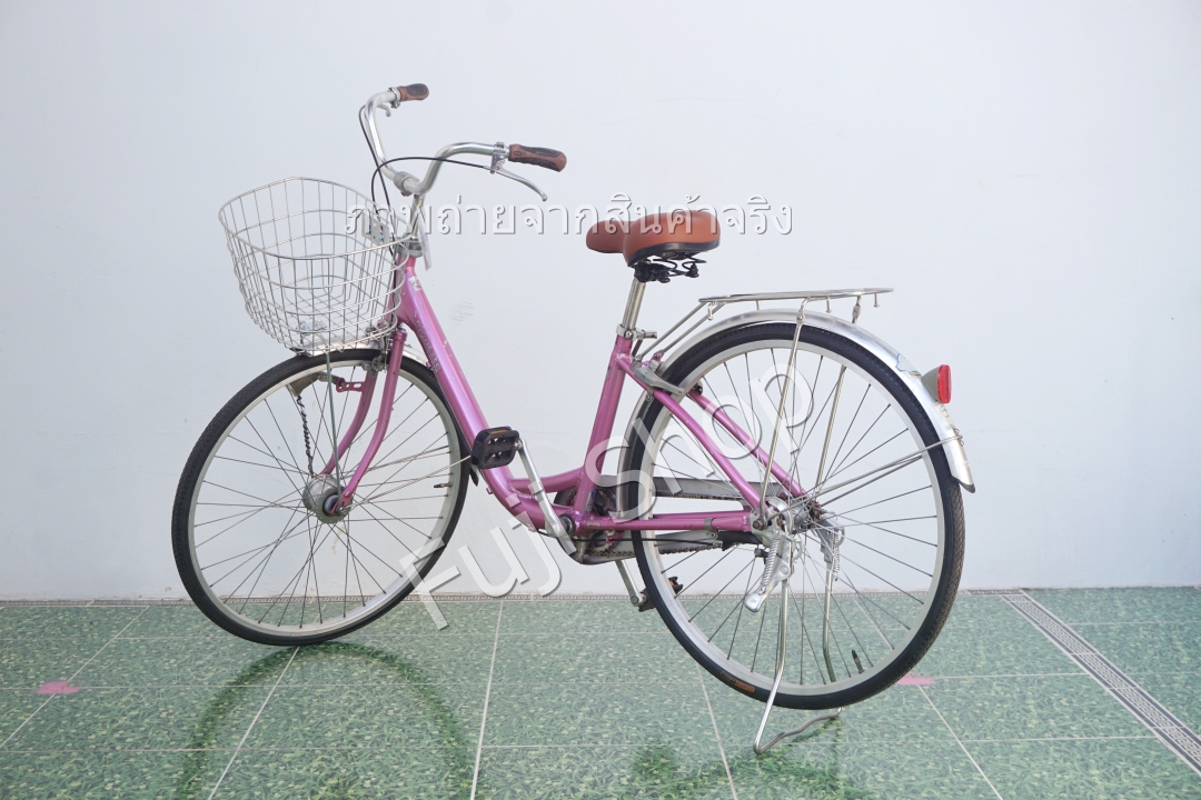 จักรยานแม่บ้านญี่ปุ่น - ล้อ 26 นิ้ว - ไม่มีเกียร์ - อลูมิเนียม - ไฟหน้าอัตโนมัติ - สีชมพู [จักรยานมือสอง]