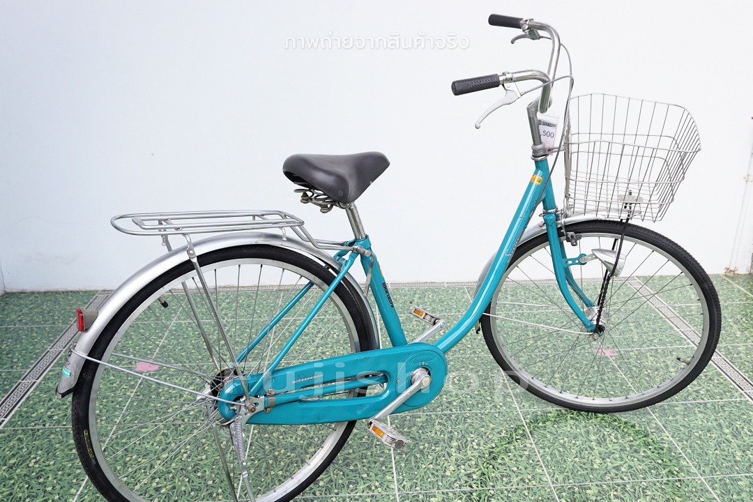 จักรยานแม่บ้านญี่ปุ่น - ล้อ 26 นิ้ว - ไม่มีเกียร์ - ไฟหน้าอัตโนมัติ - Maruishi - สีเขียวน้ำทะเล [จักรยานมือสอง]