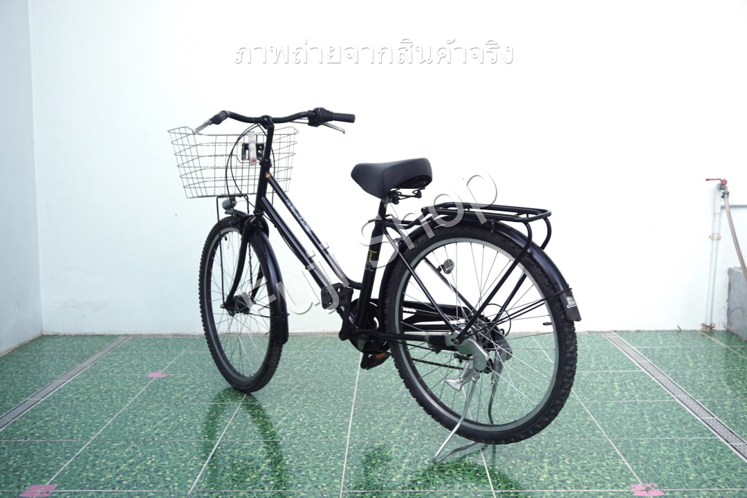 จักรยานแม่บ้านล้อโต ญี่ปุ่น - ล้อ 26x1.95 - เกียร์ 6 สปีด - ไฟหน้าอัตโนมัติ - สีดำ [จักรยานมือสอง]