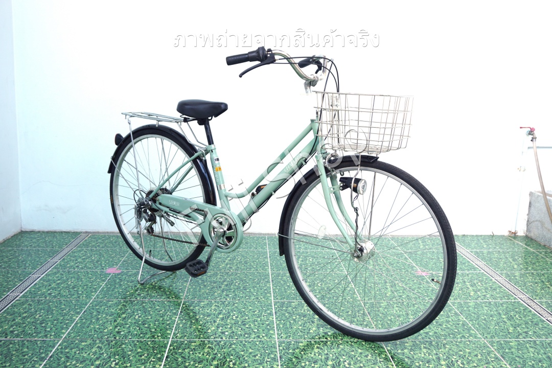 จักรยานแม่บ้านญี่ปุ่น - ล้อ 27 นิ้ว - เกียร์ 6 สปีด - ไฟหน้าอัตโนมัติ - สีเขียว [จักรยานมือสอง]