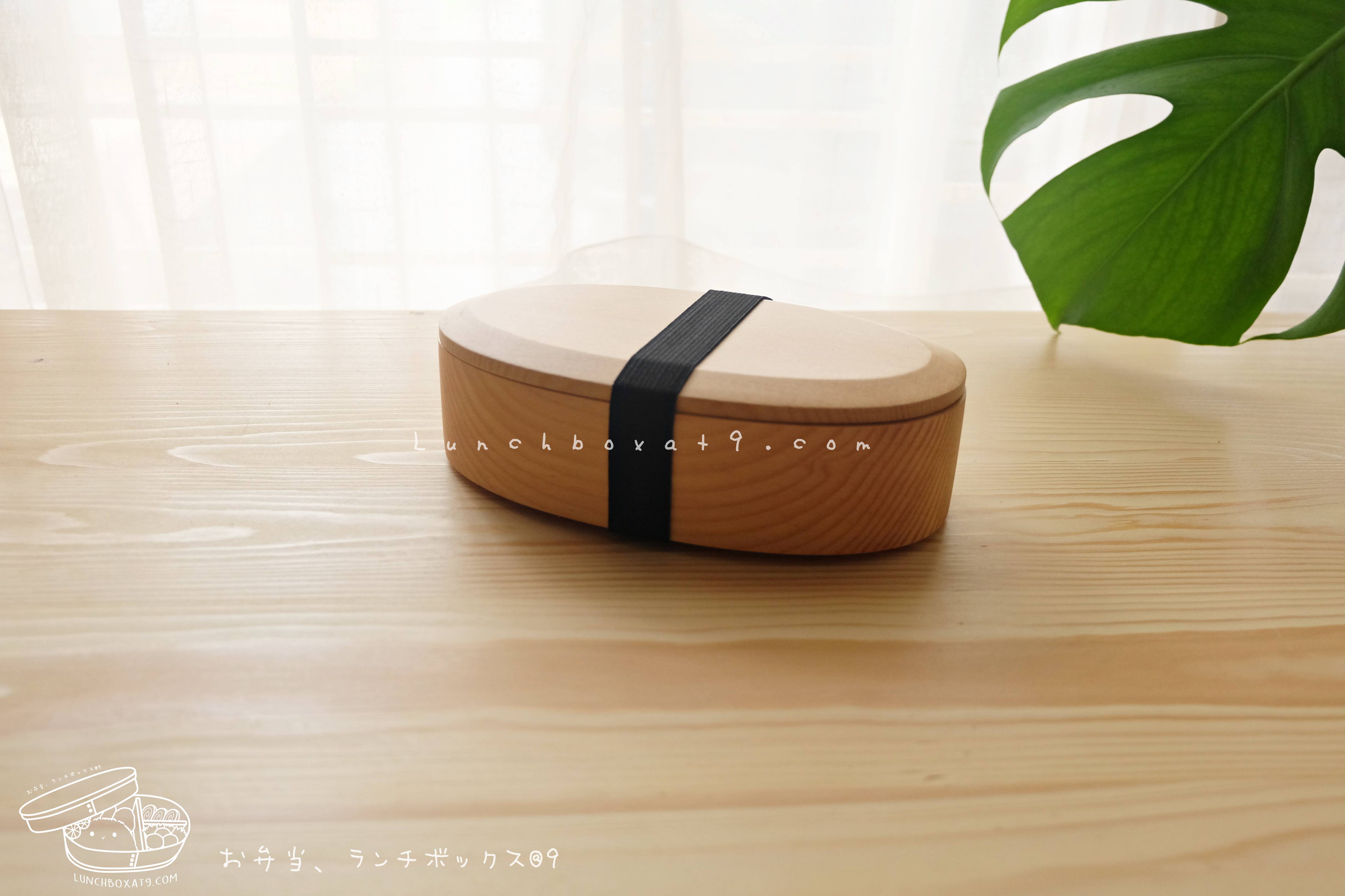 Oval Shiraki Hemlock Bento Box กล่องข้าวญี่ปุ่นรูปไข่สีไม้ 1 ชั้น