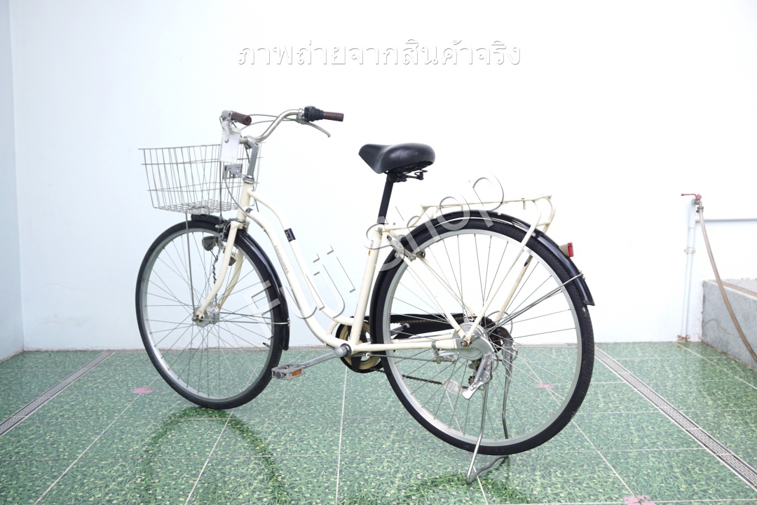 จักรยานแม่บ้านญี่ปุ่น - ล้อ 27 นิ้ว - เกียร์ 6 สปีด - ไฟหน้าอัตโนมัติ - สีขาว [จักรยานมือสอง]