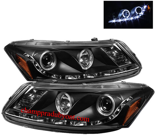 ไฟหน้าโปรเจคเตอร์ HONDA ACCORD 08-13 ดำ วงแหวน LED ยาว