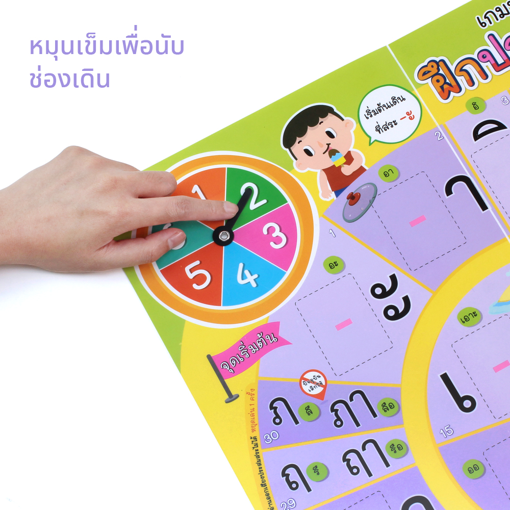 เกมบันไดงู ฝึกประสมสระ ET-659 หมุนเข็มที่แผ่นกระดาน เพื่อนับช่องเดินเกม