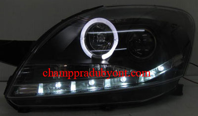ไฟหน้าโปรเจคเตอร์ TOYOTA VIOS 07-12 ดำ วงแหวน LED ยาว (V.2)