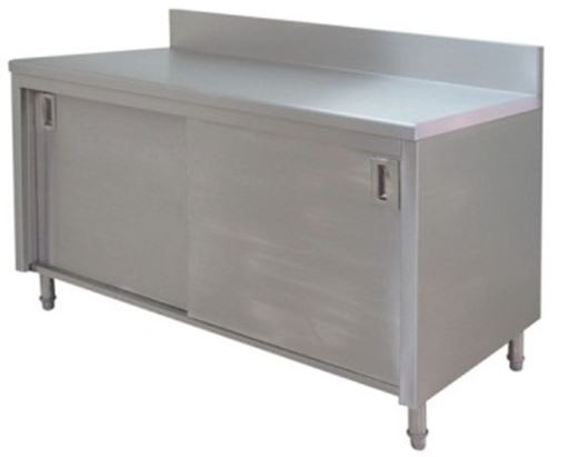 Kitco Stainless ตู้เตรียม ประตูเลื่อน สแตนเลส มีการ์ดหลัง ขนาด 150cm ลึก 75cm