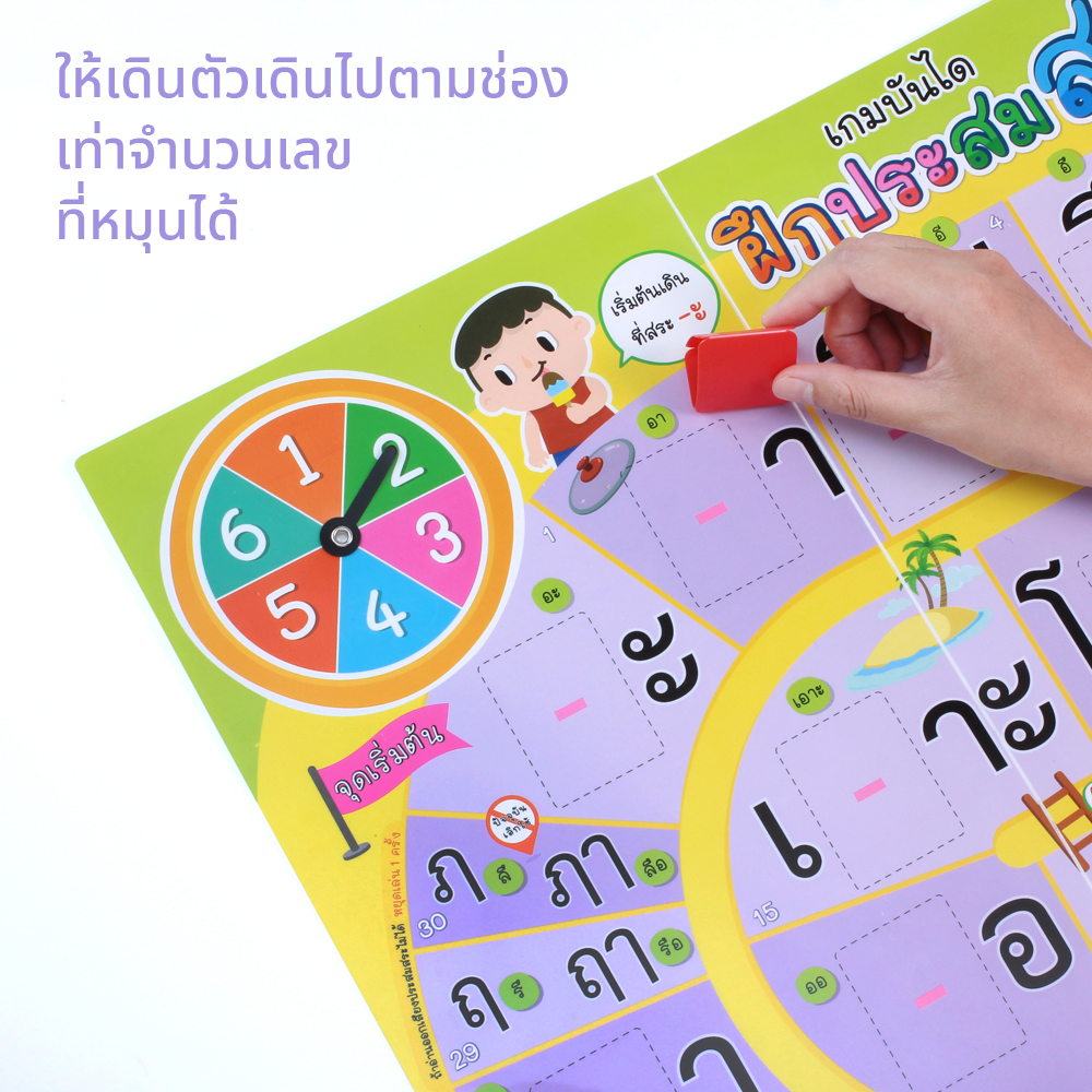เกมบันไดงู ฝึกประสมสระ ET-659 เดินเกมตามจำนวนที่หมุนได้