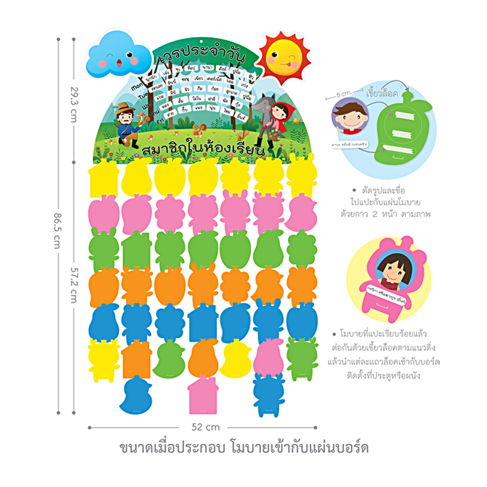 ขนาดบอร์ดสมาชิกในห้องเรียน ET-734 ET-735 ET-736 ET-737
