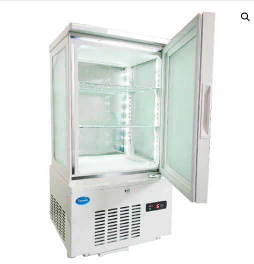 ตู้โชว์เครื่องดื่ม กระจก 4 ด้าน 2 ชั้น ตะแกรง FS-4G58L Freezer ตู้แช่เครื่องดื่ม ตู้แช่ขนม ตู้แช่พุดดิ้ง ตู้โชว์เค้ก ตู้แช่มินิมาร์ท