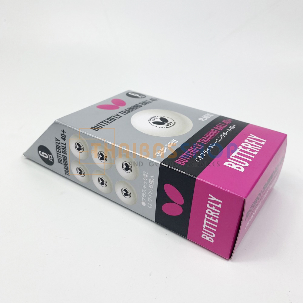 (ของแท้ 100%) ลูกปิงปอง ลูกเทเบิลเทนนิสพลาสติก Butterfly Training Ball40+ บรรจุ 6 ลูก สีขาว