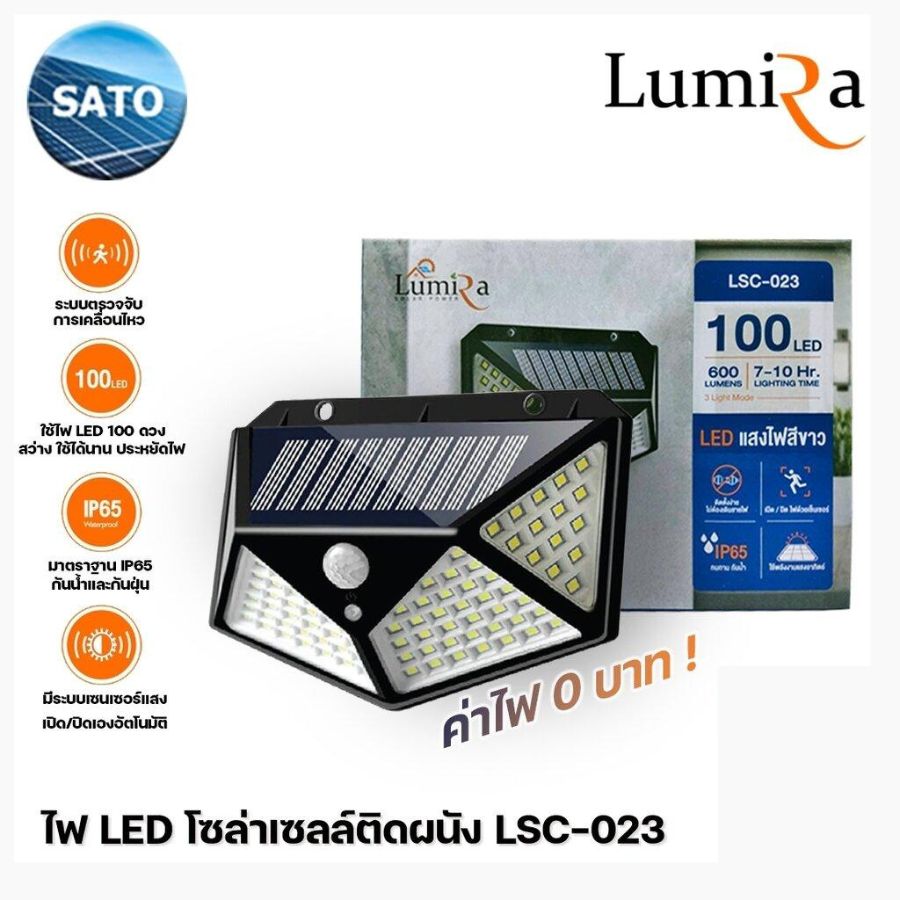 ์NS/ โปรโมชั่นเด็ดจากทางร้าน ซื้อ 3 เเถม 1 LUMIRA ไฟโซล่าเซลล์ติดผนัง รุ่น LSC-023 100 LED 3 โหมดอัจฉริยะ พลังแสงอาทิตย์ ไฟLEDติดผนัง พร้อมแผงโซล่าเซลล์