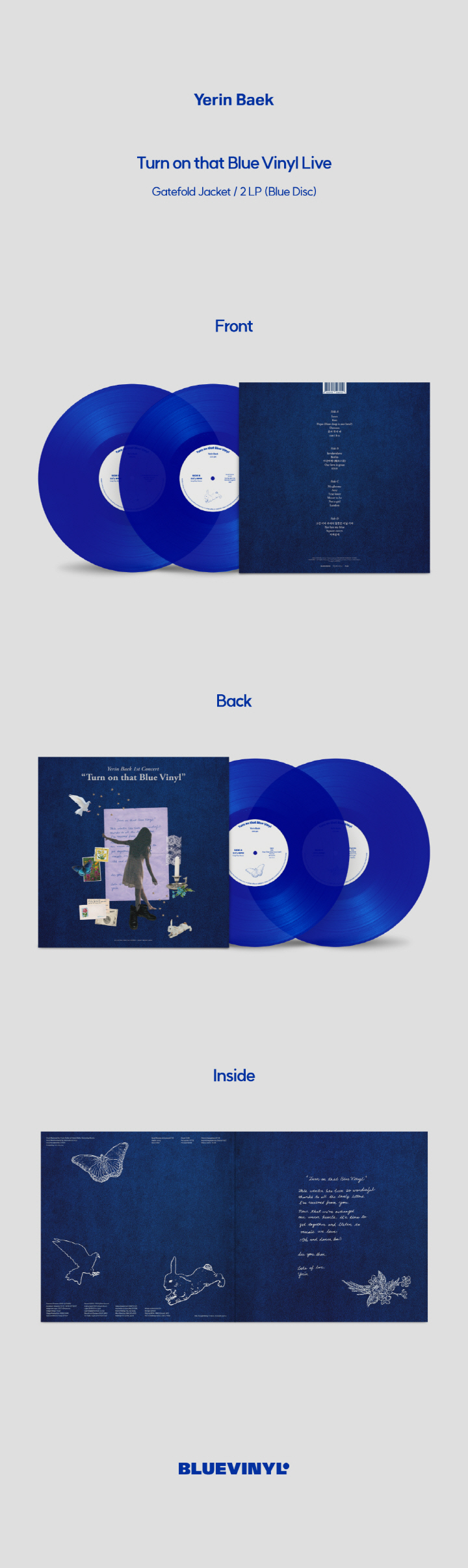 [PRE-ORDER] BAEK YERIN - 1st Concert "Turn on that Blue Vinyl" (2LP)